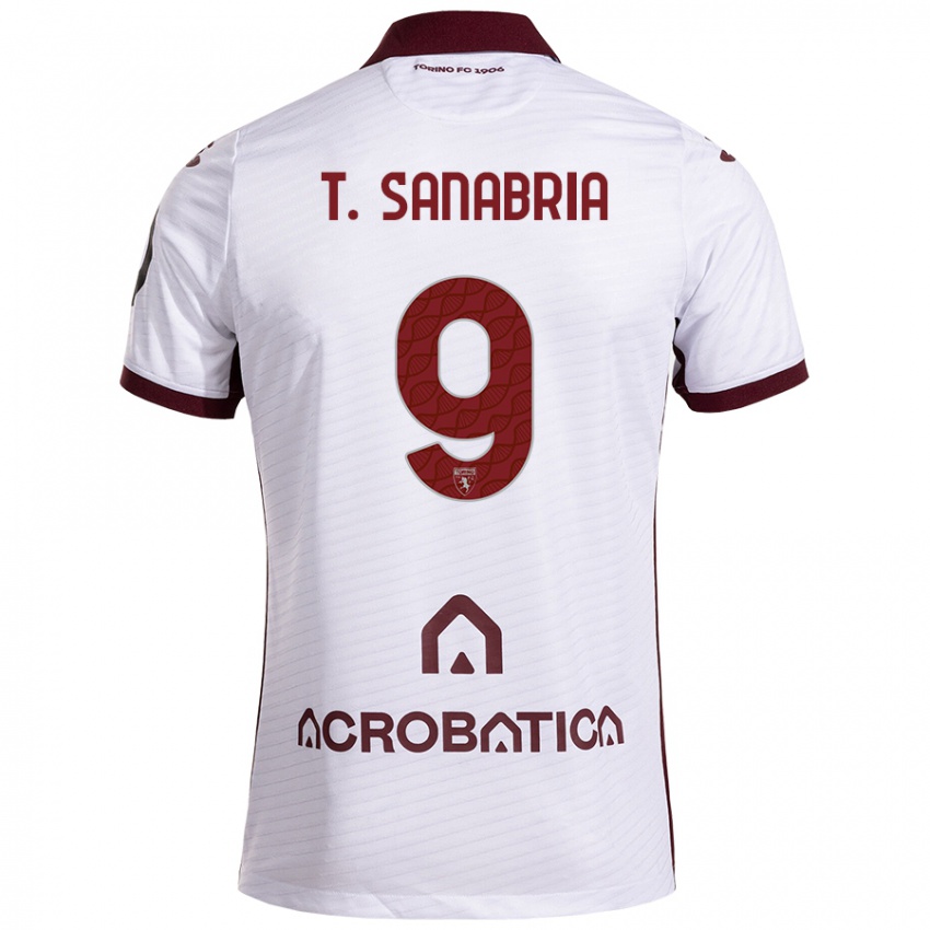 Niño Camiseta Antonio Sanabria #9 Blanco Granate 2ª Equipación 2024/25 La Camisa Perú