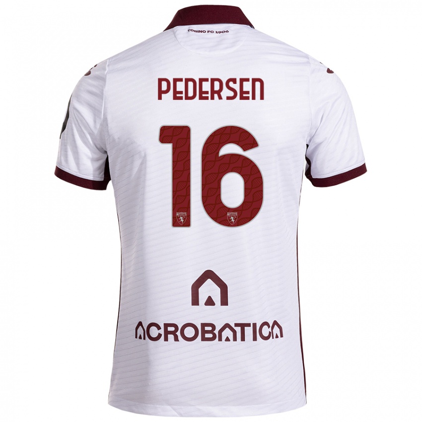 Niño Camiseta Marcus Pedersen #16 Blanco Granate 2ª Equipación 2024/25 La Camisa Perú