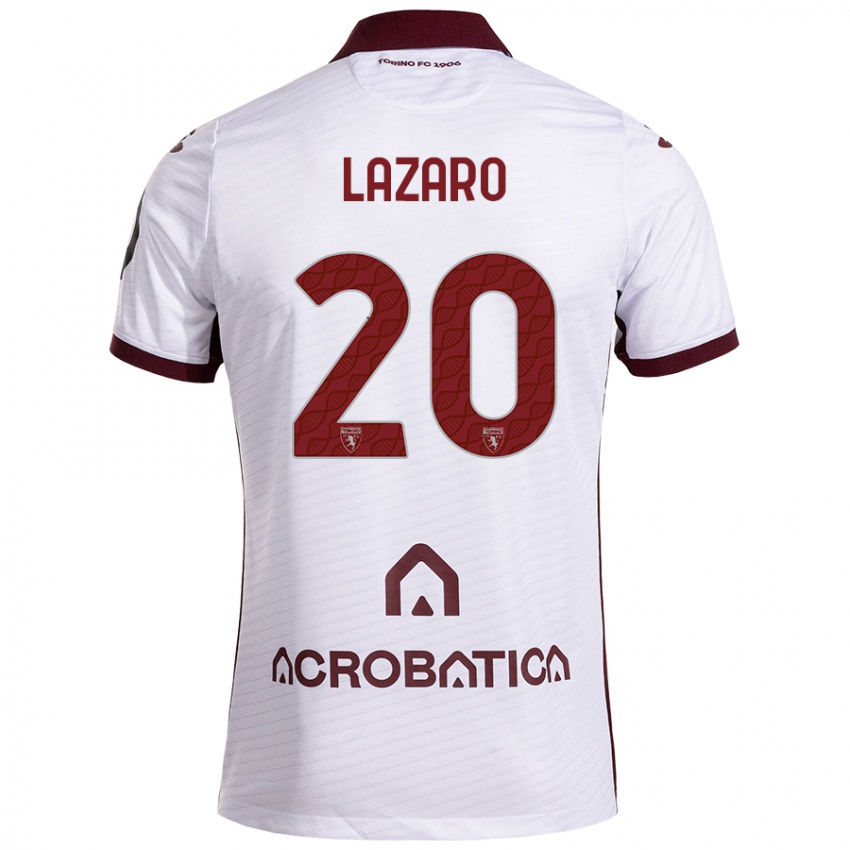 Niño Camiseta Valentino Lazaro #20 Blanco Granate 2ª Equipación 2024/25 La Camisa Perú