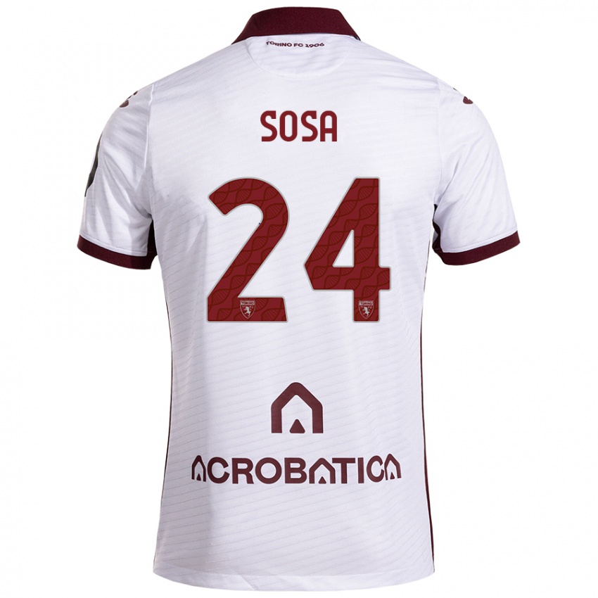 Niño Camiseta Borna Sosa #24 Blanco Granate 2ª Equipación 2024/25 La Camisa Perú