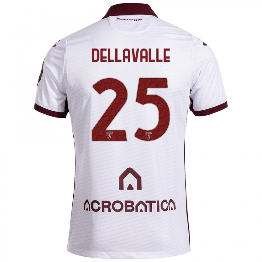 Niño Camiseta Alessandro Dellavalle #25 Blanco Granate 2ª Equipación 2024/25 La Camisa Perú