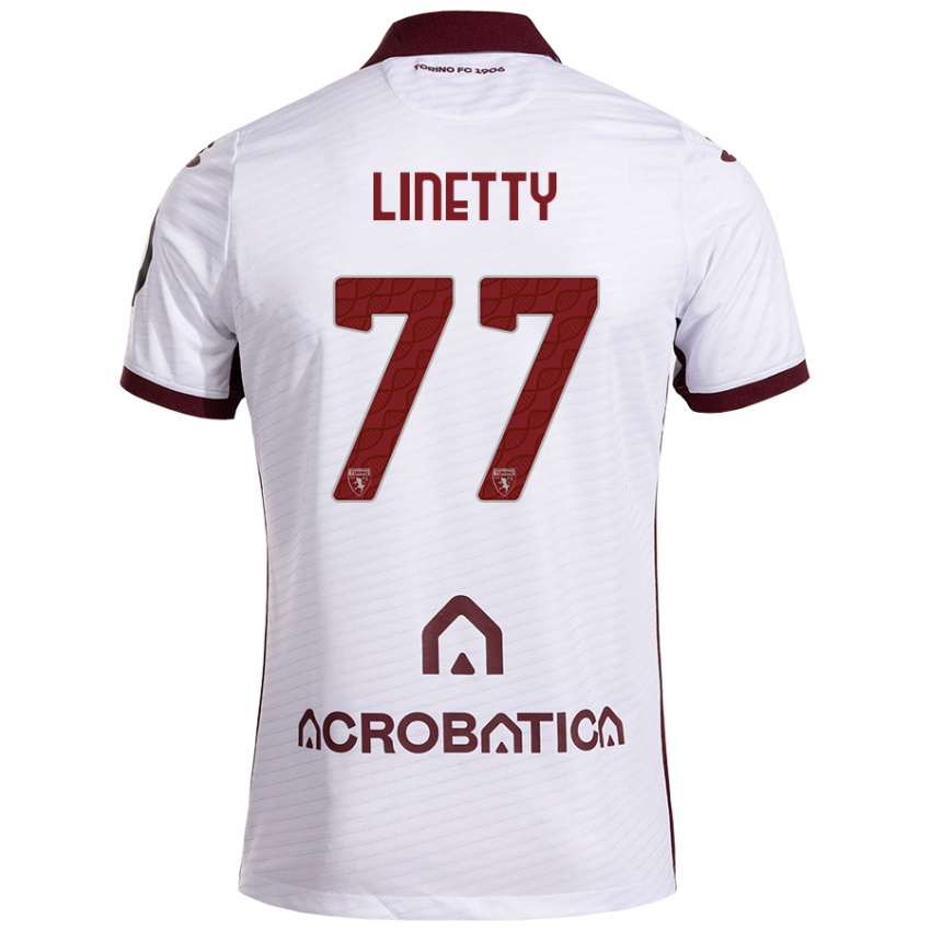 Niño Camiseta Karol Linetty #77 Blanco Granate 2ª Equipación 2024/25 La Camisa Perú