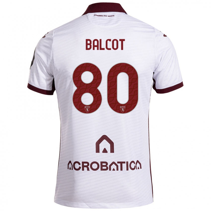 Niño Camiseta Côme Bianay Balcot #80 Blanco Granate 2ª Equipación 2024/25 La Camisa Perú