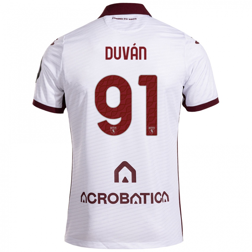 Niño Camiseta Duván Zapata #91 Blanco Granate 2ª Equipación 2024/25 La Camisa Perú