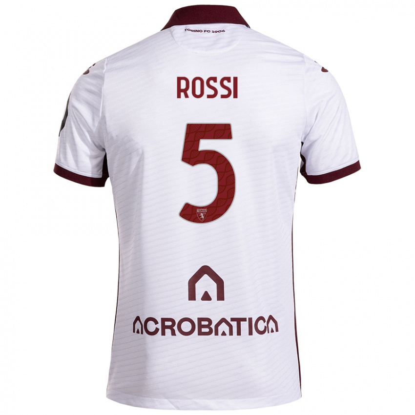 Niño Camiseta Simone Rossi #5 Blanco Granate 2ª Equipación 2024/25 La Camisa Perú