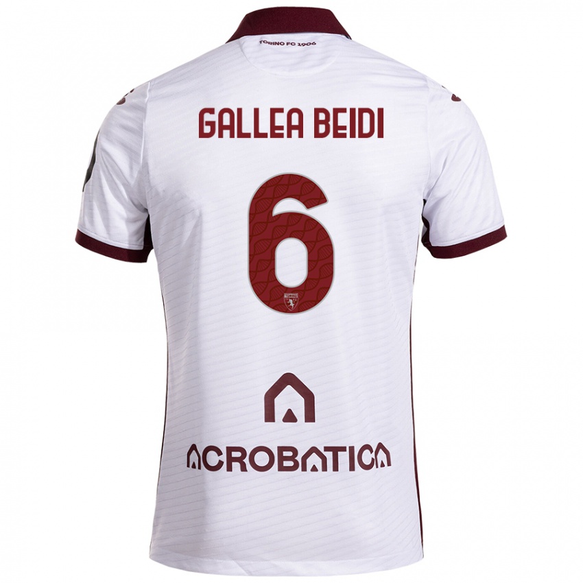 Niño Camiseta Francesco Gallea Beidi #6 Blanco Granate 2ª Equipación 2024/25 La Camisa Perú