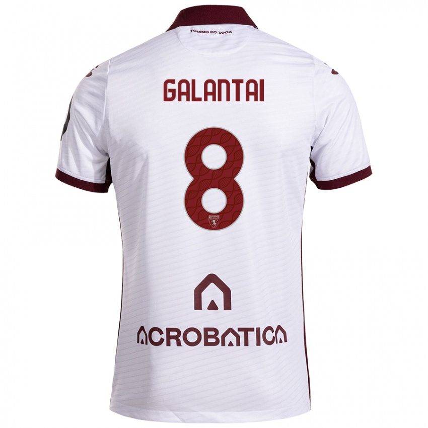 Niño Camiseta Tamás Galántai #8 Blanco Granate 2ª Equipación 2024/25 La Camisa Perú