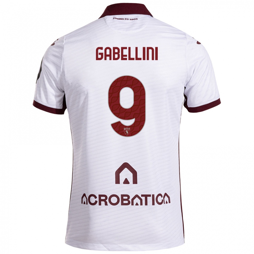 Niño Camiseta Tommaso Gabellini #9 Blanco Granate 2ª Equipación 2024/25 La Camisa Perú