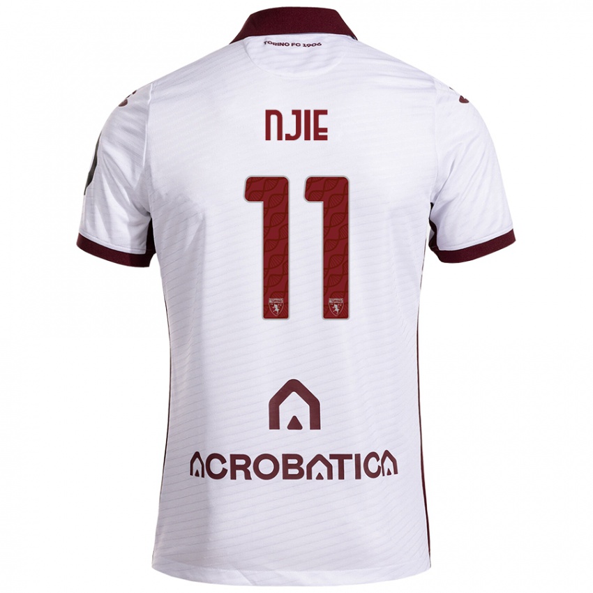 Niño Camiseta Alieu Njie #11 Blanco Granate 2ª Equipación 2024/25 La Camisa Perú