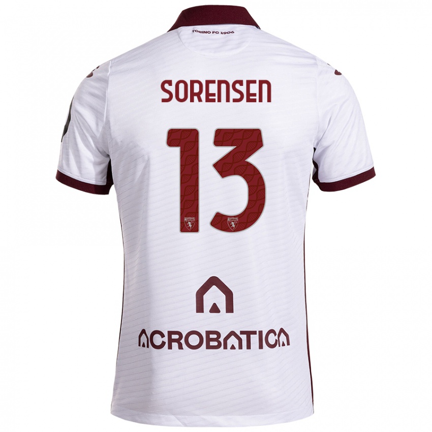 Niño Camiseta Ben Sørensen #13 Blanco Granate 2ª Equipación 2024/25 La Camisa Perú