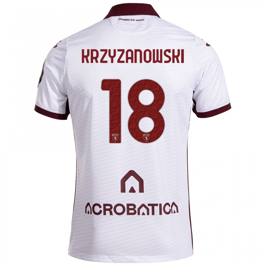 Niño Camiseta Jakub Krzyzanowski #18 Blanco Granate 2ª Equipación 2024/25 La Camisa Perú