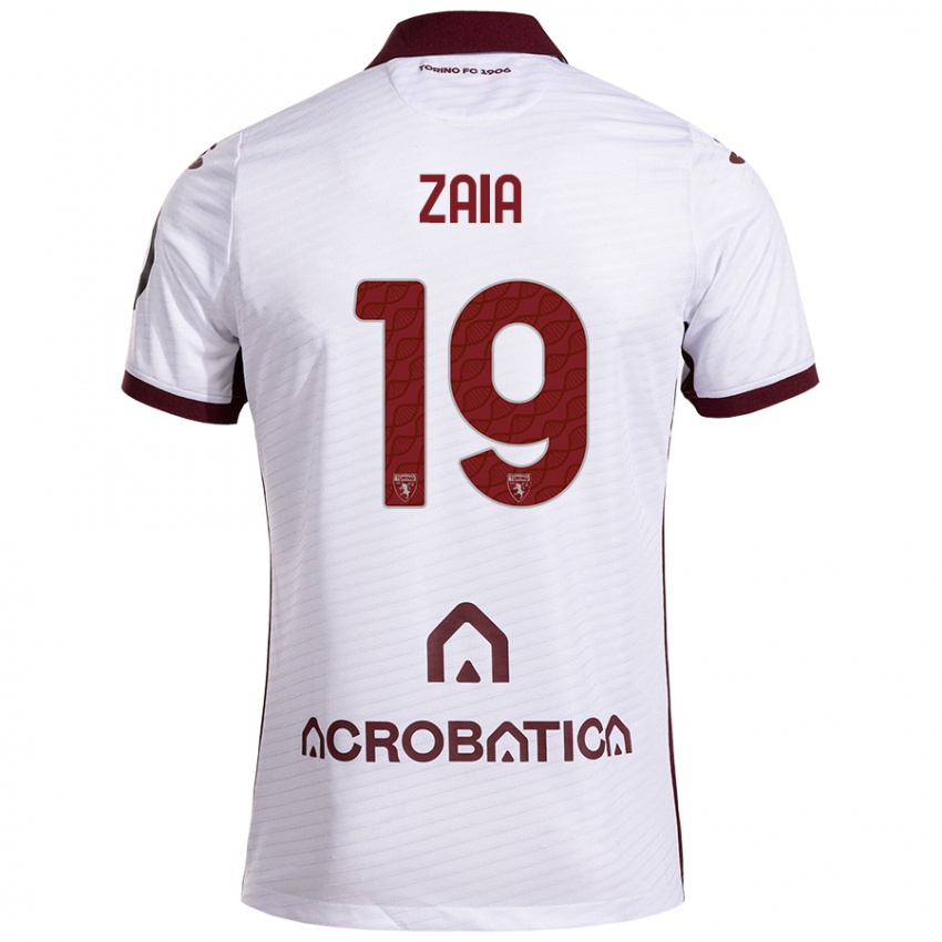 Niño Camiseta Edoardo Zaia #19 Blanco Granate 2ª Equipación 2024/25 La Camisa Perú