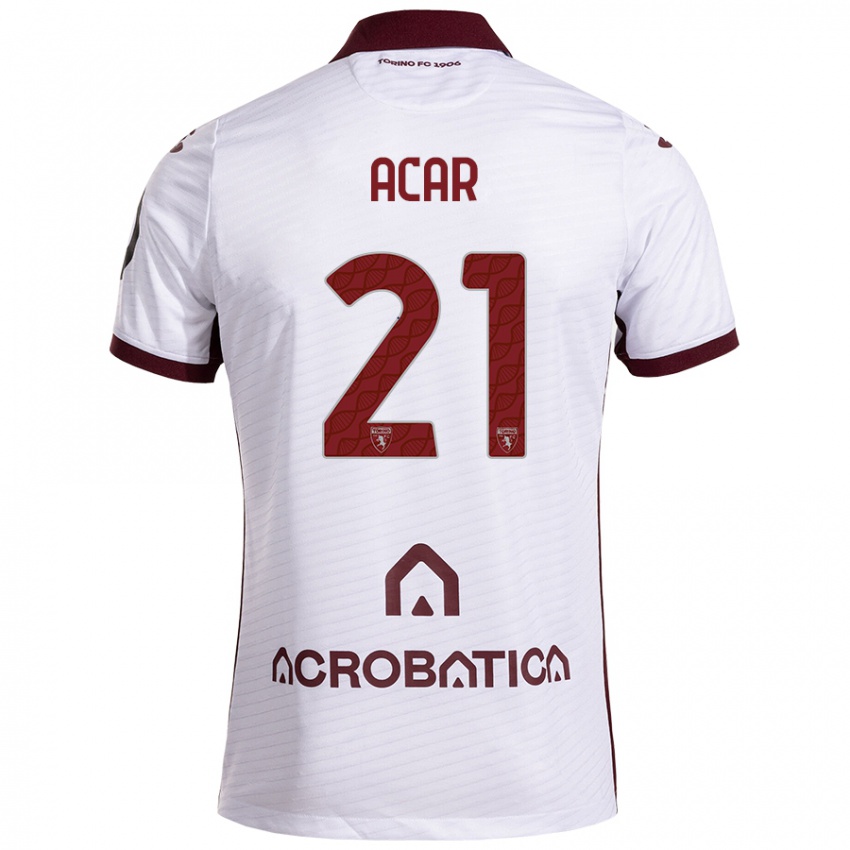 Niño Camiseta Emirhan Acar #21 Blanco Granate 2ª Equipación 2024/25 La Camisa Perú