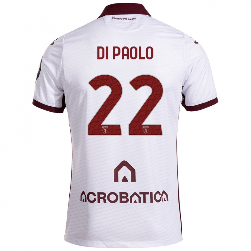 Niño Camiseta Sebastiano Di Paolo #22 Blanco Granate 2ª Equipación 2024/25 La Camisa Perú