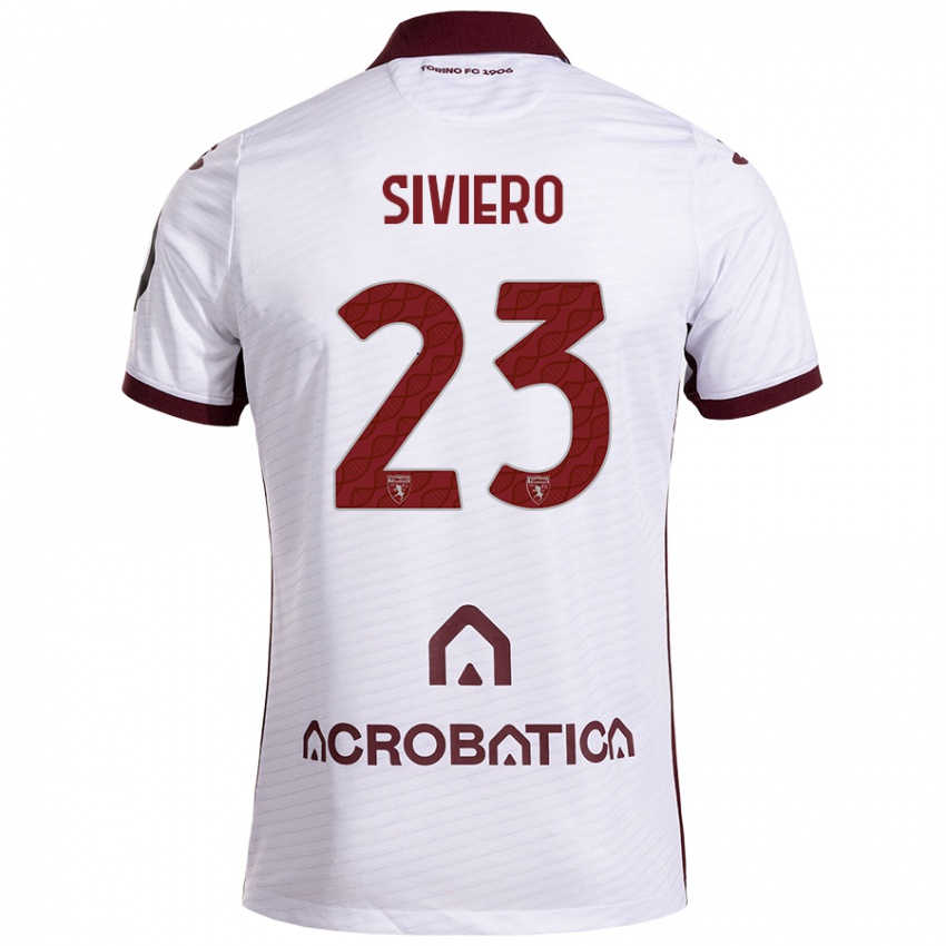 Niño Camiseta Lapo Siviero #23 Blanco Granate 2ª Equipación 2024/25 La Camisa Perú