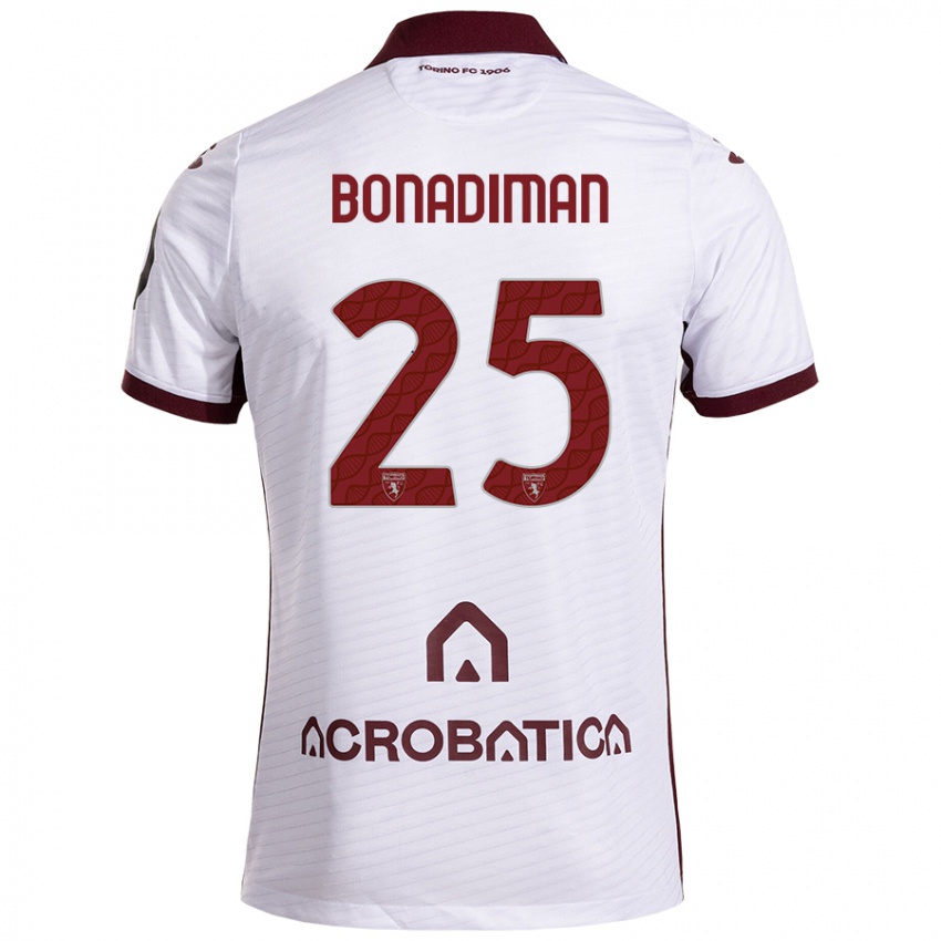 Niño Camiseta Matteo Bonadiman #25 Blanco Granate 2ª Equipación 2024/25 La Camisa Perú