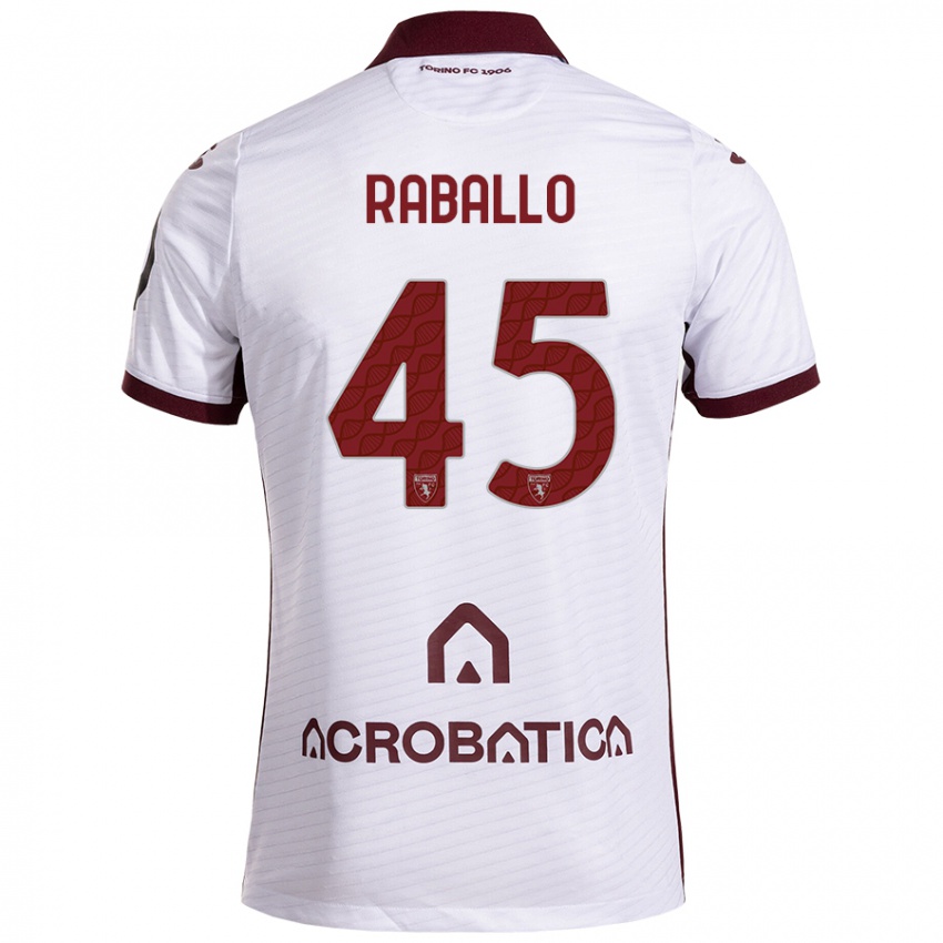 Niño Camiseta Alessio Raballo #45 Blanco Granate 2ª Equipación 2024/25 La Camisa Perú