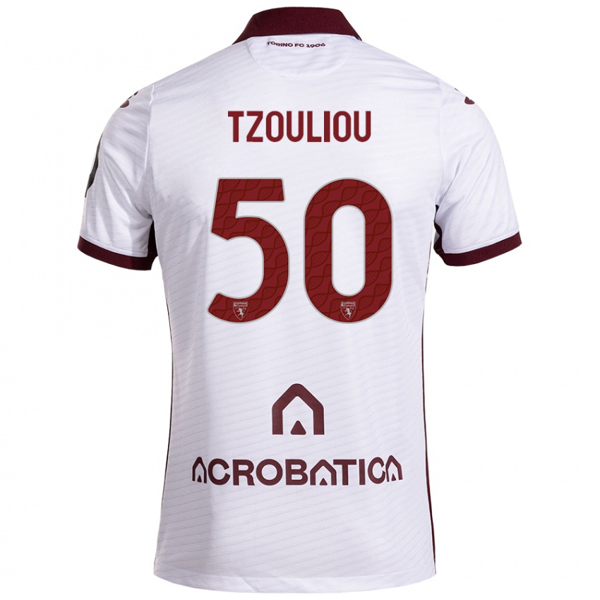 Niño Camiseta Dimitrianos Tzouliou #50 Blanco Granate 2ª Equipación 2024/25 La Camisa Perú