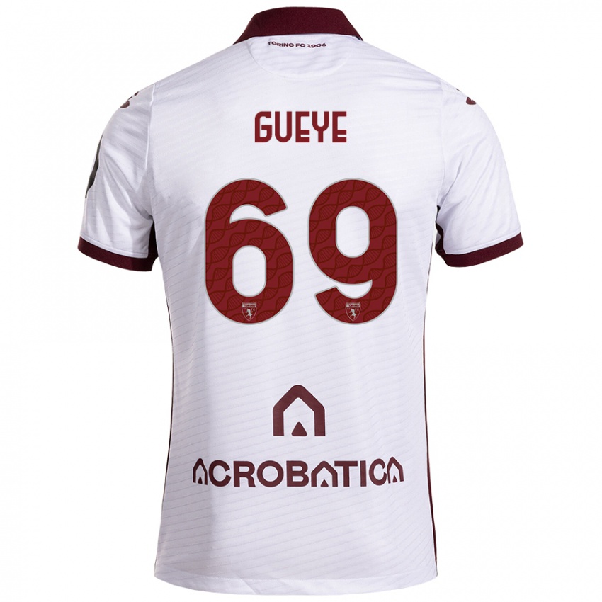 Niño Camiseta Ousmane Gueye #69 Blanco Granate 2ª Equipación 2024/25 La Camisa Perú