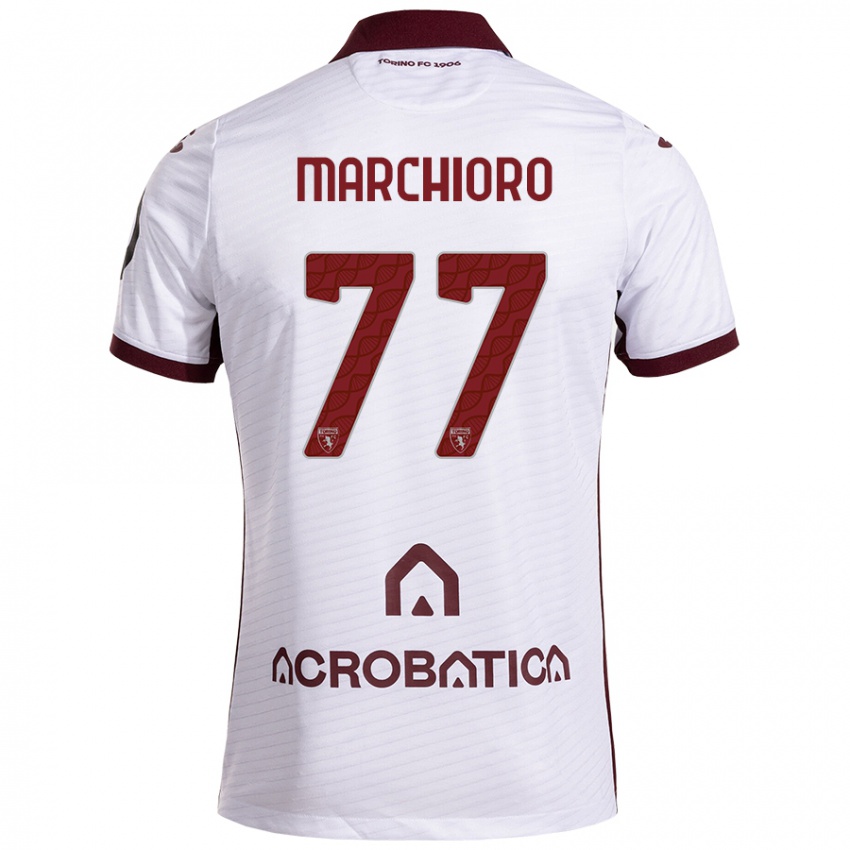 Niño Camiseta Raffaele Marchioro #77 Blanco Granate 2ª Equipación 2024/25 La Camisa Perú