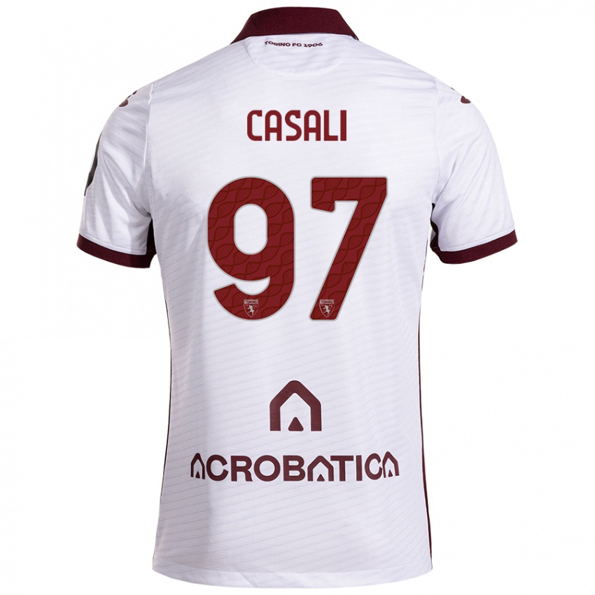 Niño Camiseta Michele Casali #97 Blanco Granate 2ª Equipación 2024/25 La Camisa Perú