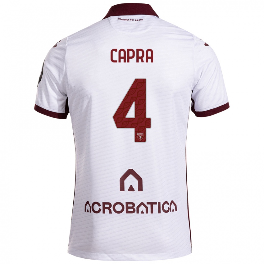 Niño Camiseta Valentina Capra #4 Blanco Granate 2ª Equipación 2024/25 La Camisa Perú