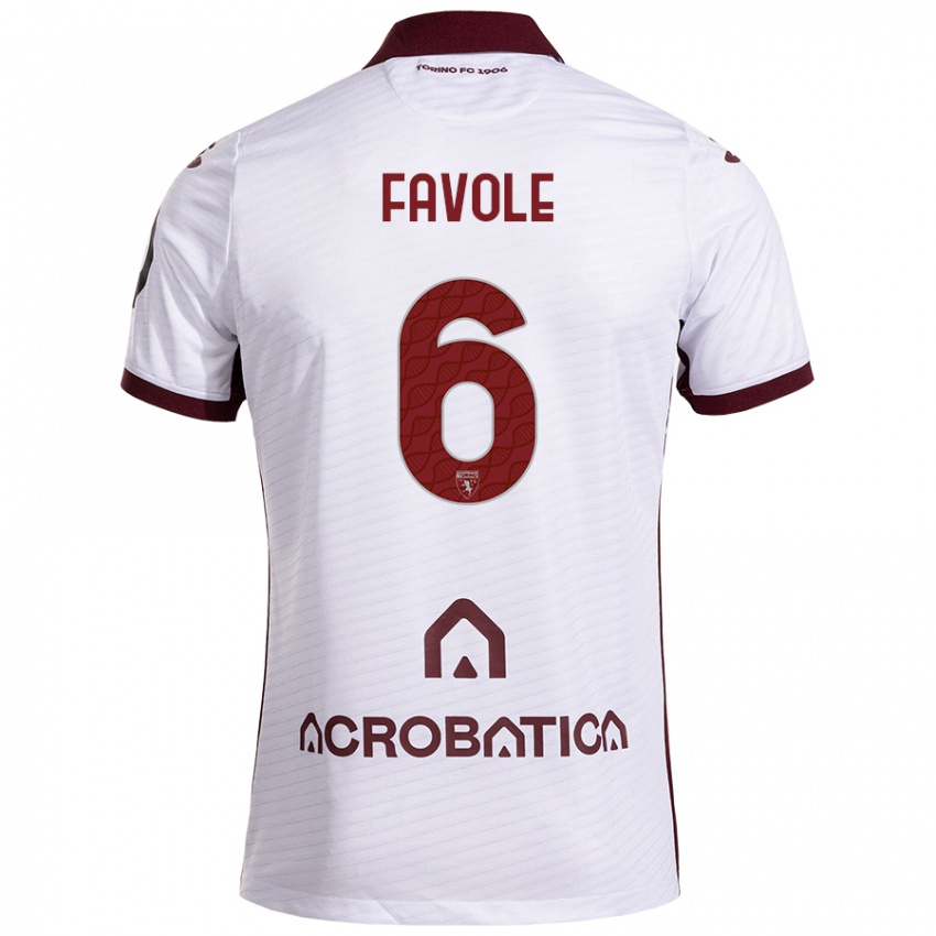 Niño Camiseta Stefania Favole #6 Blanco Granate 2ª Equipación 2024/25 La Camisa Perú