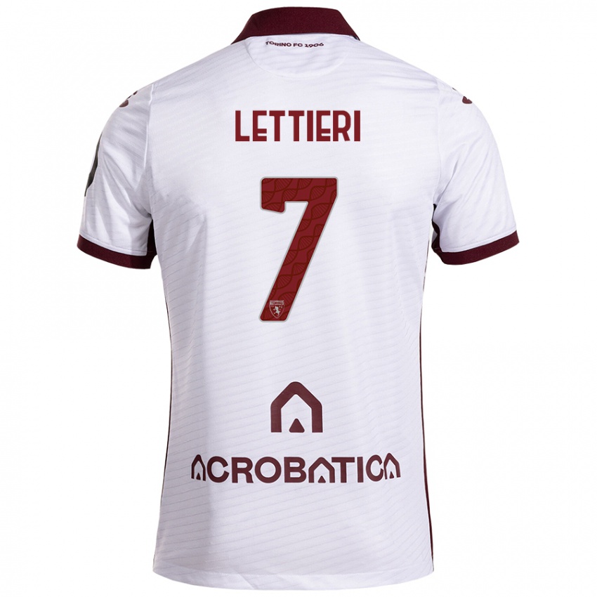 Niño Camiseta Jessica Lettieri #7 Blanco Granate 2ª Equipación 2024/25 La Camisa Perú