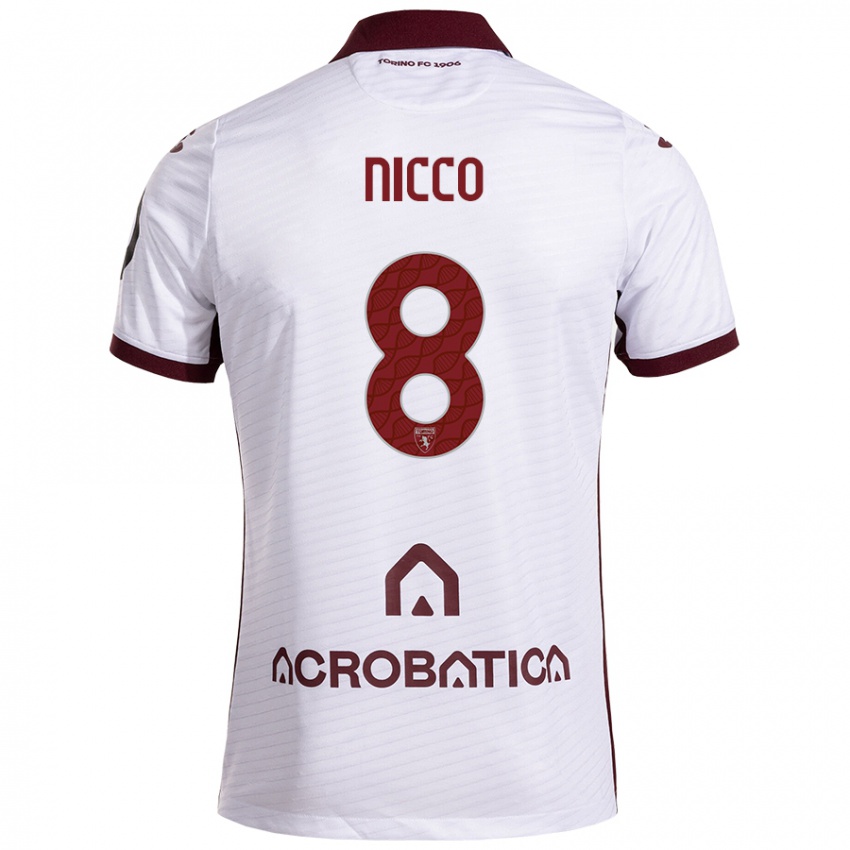 Niño Camiseta Giada Nicco #8 Blanco Granate 2ª Equipación 2024/25 La Camisa Perú