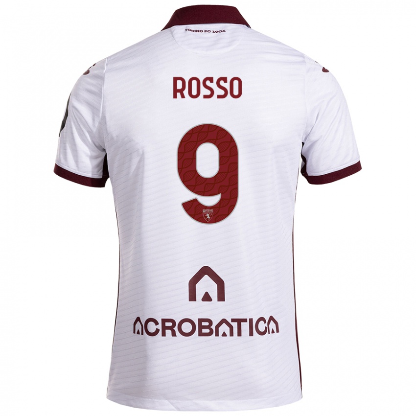 Niño Camiseta Eleonora Rosso #9 Blanco Granate 2ª Equipación 2024/25 La Camisa Perú