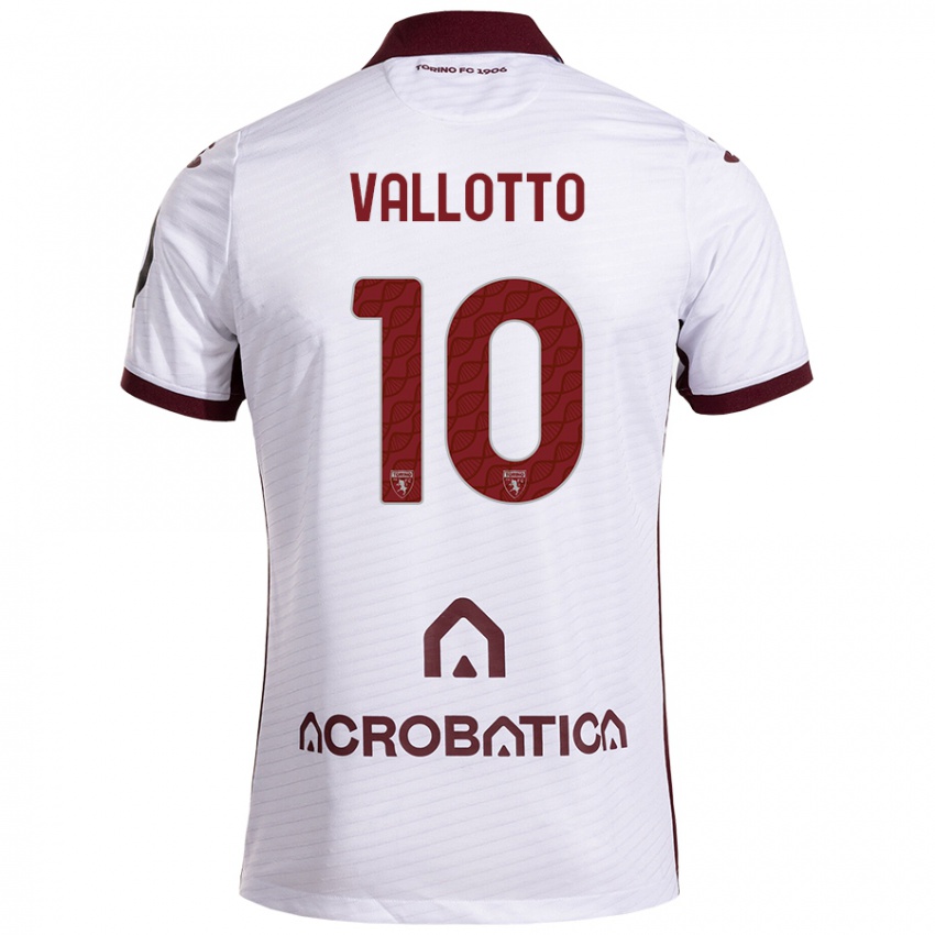 Niño Camiseta Greta Vallotto #10 Blanco Granate 2ª Equipación 2024/25 La Camisa Perú