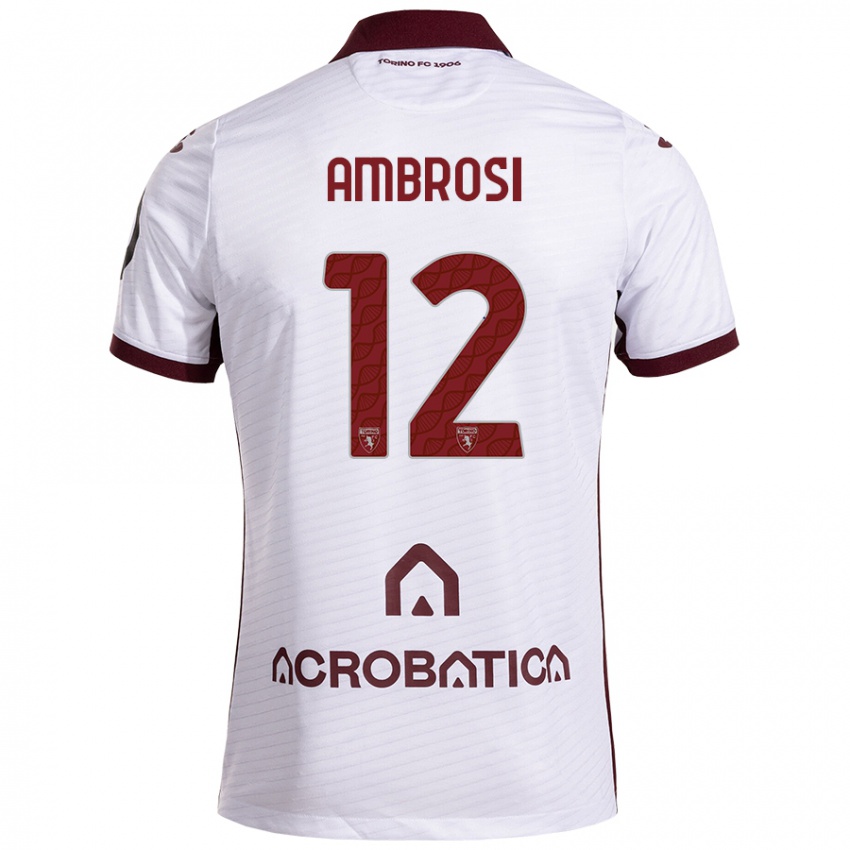 Niño Camiseta Martina Ambrosi #12 Blanco Granate 2ª Equipación 2024/25 La Camisa Perú