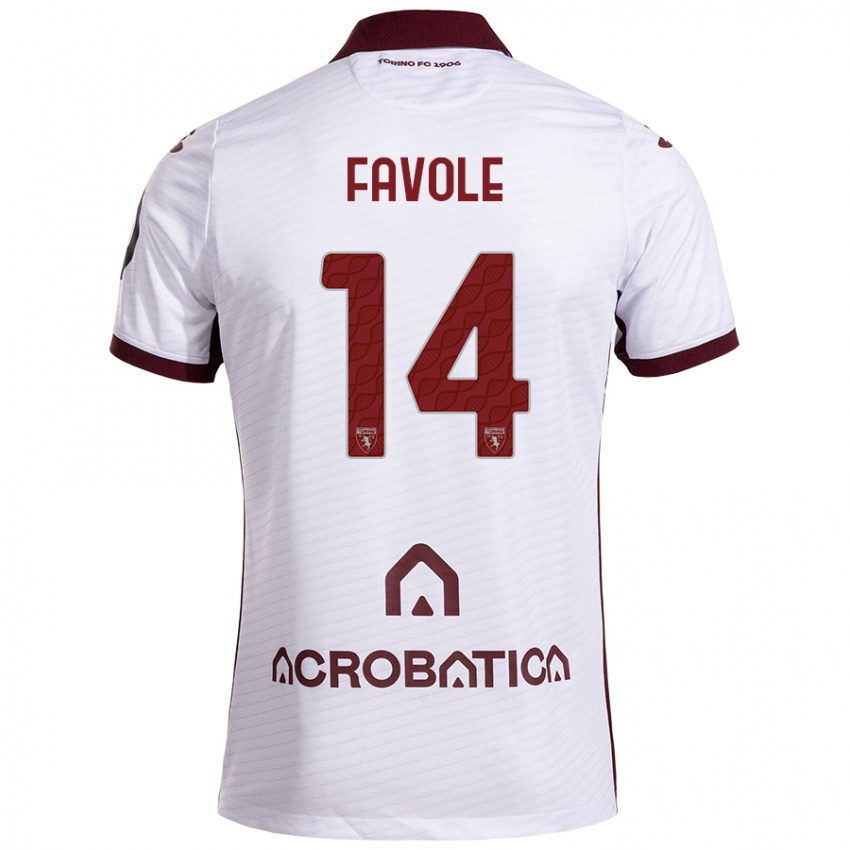 Niño Camiseta Annalisa Favole #14 Blanco Granate 2ª Equipación 2024/25 La Camisa Perú