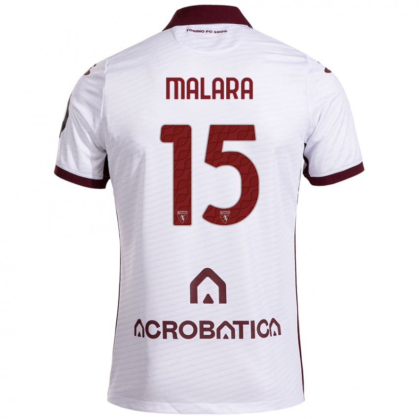 Niño Camiseta Sara Malara #15 Blanco Granate 2ª Equipación 2024/25 La Camisa Perú