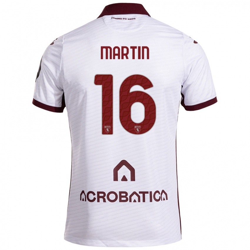 Niño Camiseta Francesca Martin #16 Blanco Granate 2ª Equipación 2024/25 La Camisa Perú