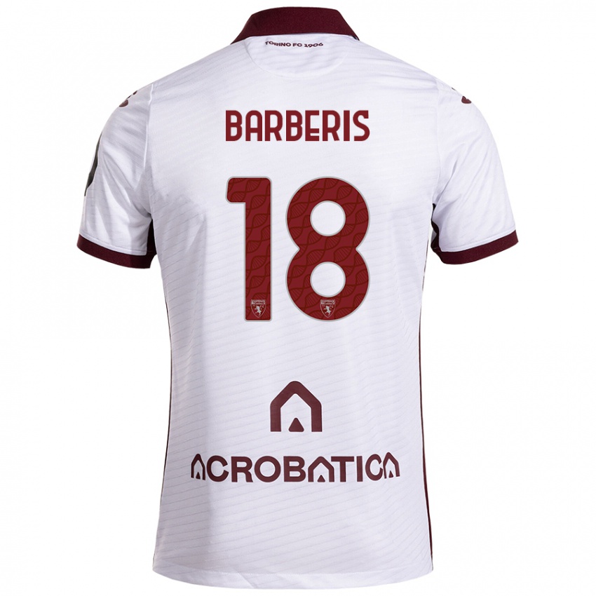 Niño Camiseta Laura Barberis #18 Blanco Granate 2ª Equipación 2024/25 La Camisa Perú