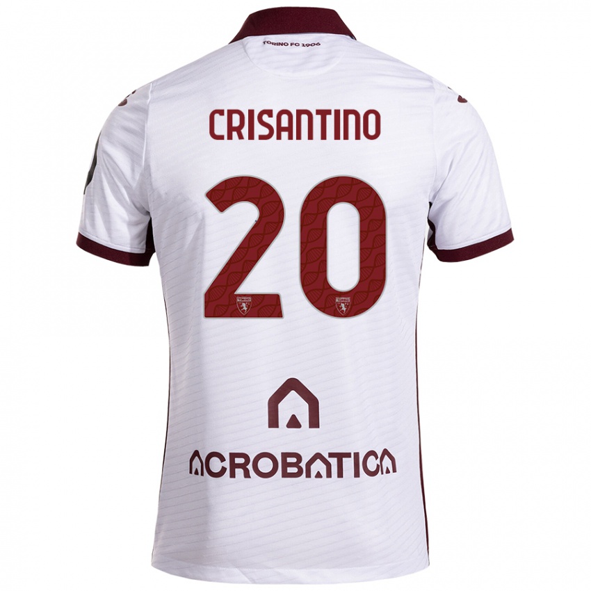 Niño Camiseta Giulia Crisantino #20 Blanco Granate 2ª Equipación 2024/25 La Camisa Perú