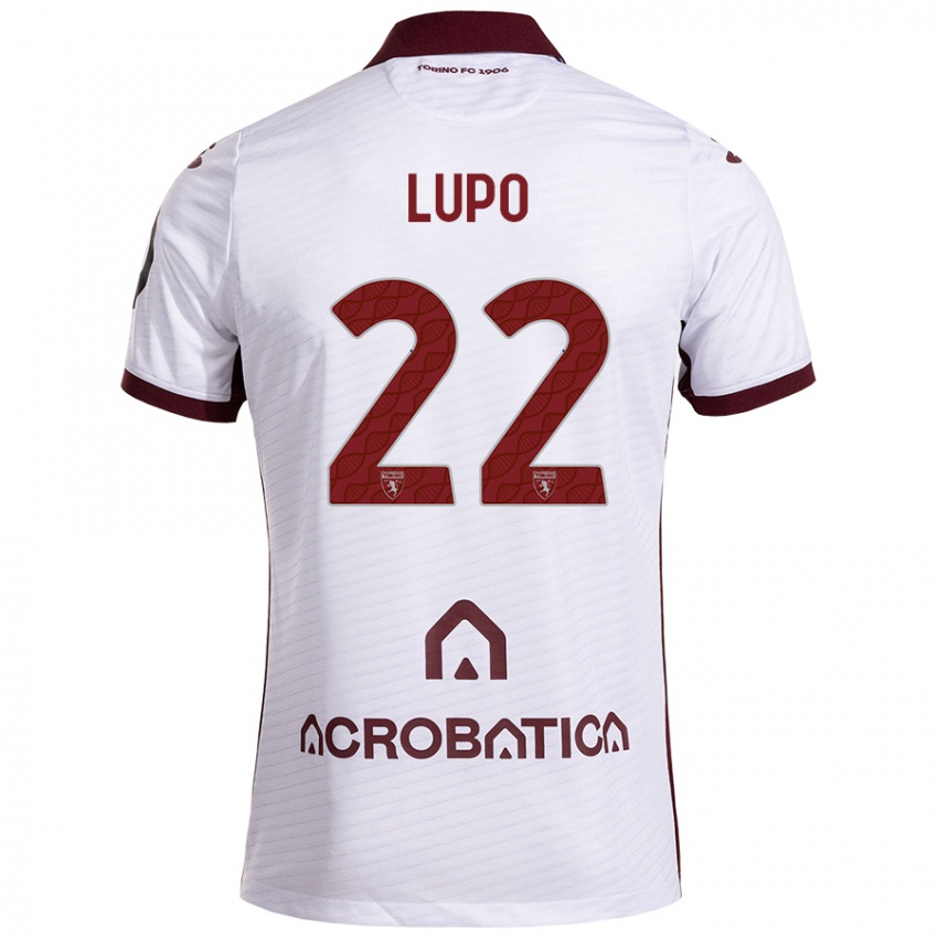 Niño Camiseta Enrica Lupo #22 Blanco Granate 2ª Equipación 2024/25 La Camisa Perú