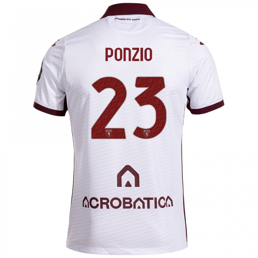 Niño Camiseta Erika Ponzio #23 Blanco Granate 2ª Equipación 2024/25 La Camisa Perú