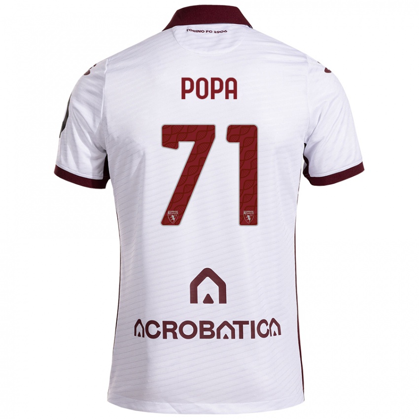 Niño Camiseta Mihai Popa #71 Blanco Granate 2ª Equipación 2024/25 La Camisa Perú