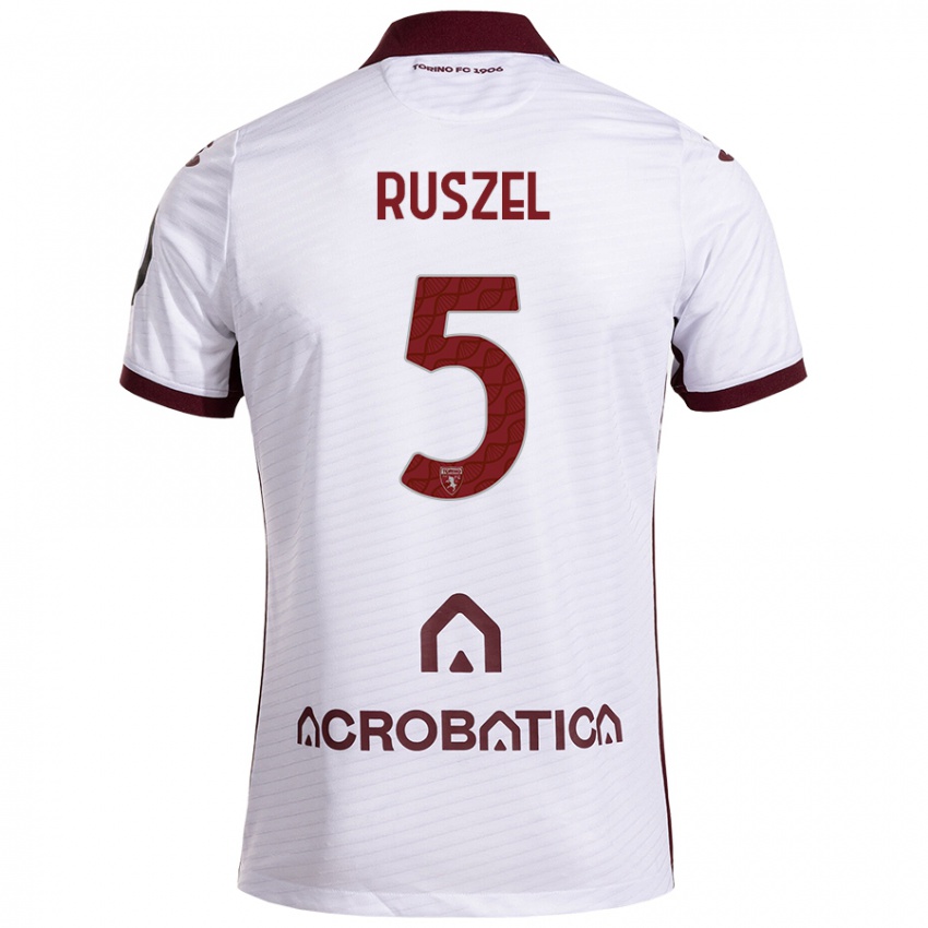 Niño Camiseta Marcel Ruszel #5 Blanco Granate 2ª Equipación 2024/25 La Camisa Perú