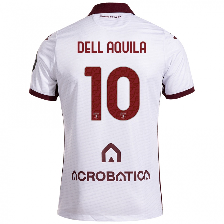 Niño Camiseta Francesco Dell'aquila #10 Blanco Granate 2ª Equipación 2024/25 La Camisa Perú