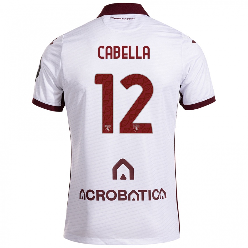 Niño Camiseta Matteo Cabella #12 Blanco Granate 2ª Equipación 2024/25 La Camisa Perú