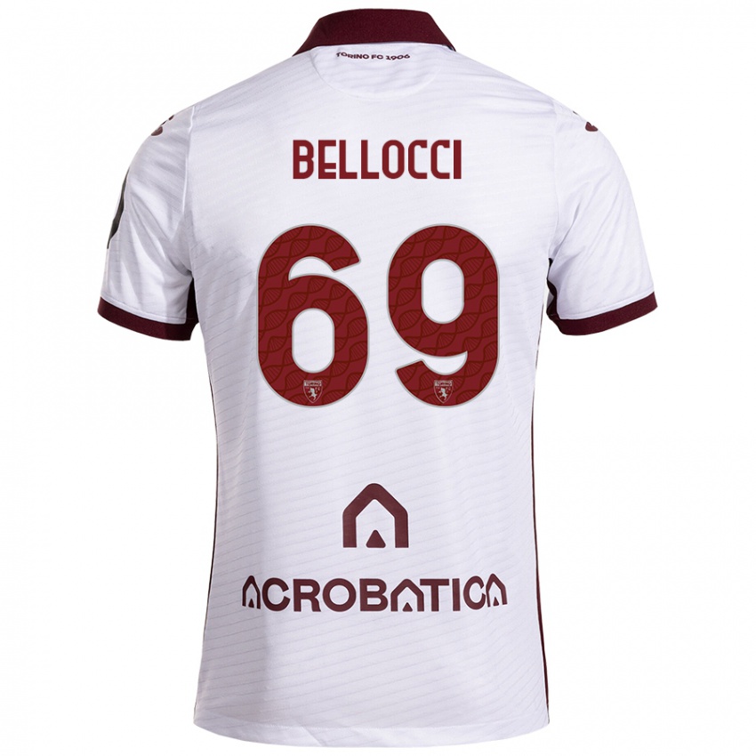 Niño Camiseta Andrea Bellocci #69 Blanco Granate 2ª Equipación 2024/25 La Camisa Perú