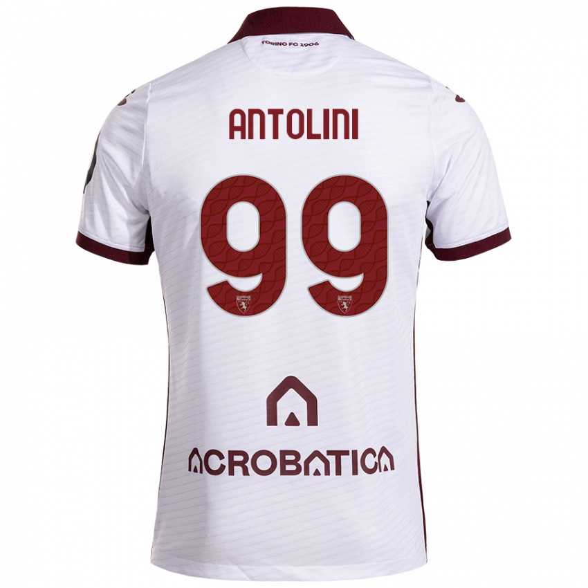 Niño Camiseta Jacopo Antolini #99 Blanco Granate 2ª Equipación 2024/25 La Camisa Perú