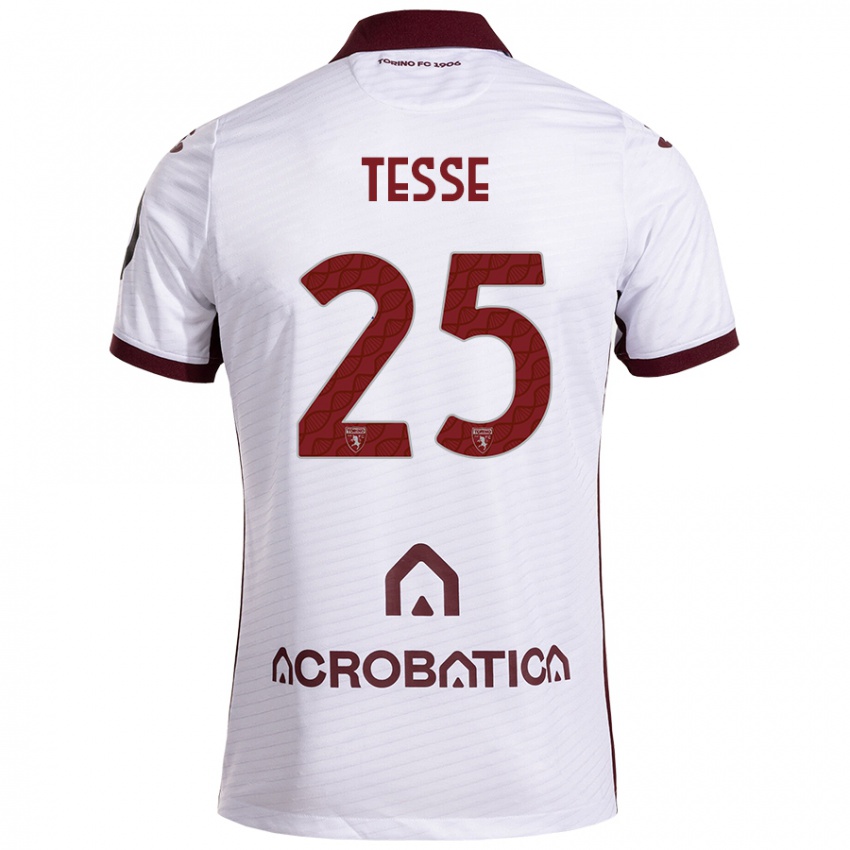 Niño Camiseta Manuela Tesse #25 Blanco Granate 2ª Equipación 2024/25 La Camisa Perú