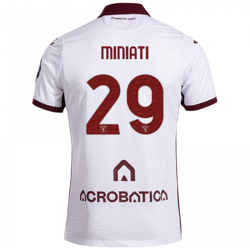 Niño Camiseta Elisa Miniati #29 Blanco Granate 2ª Equipación 2024/25 La Camisa Perú