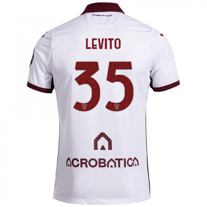 Niño Camiseta Isabeau Levito #35 Blanco Granate 2ª Equipación 2024/25 La Camisa Perú