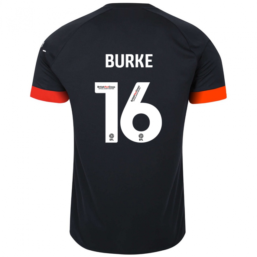 Niño Camiseta Reece Burke #16 Negro Naranja 2ª Equipación 2024/25 La Camisa Perú