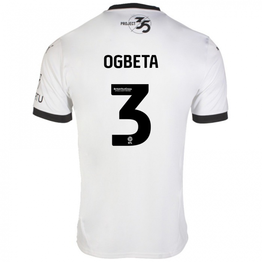 Niño Camiseta Nathanael Ogbeta #3 Blanco Negro 2ª Equipación 2024/25 La Camisa Perú